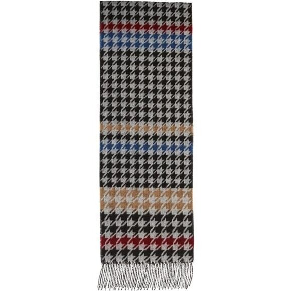 Houndstooth Scarf - Fashionable Womens Acrylic Woven Scarf with Twisted Fringe - Picture 3 of 4